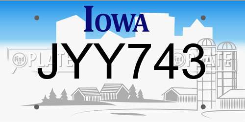 JYY743 Iowa License Plate