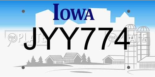 JYY774 Iowa License Plate