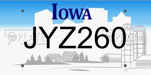 JYZ260 Iowa License Plate