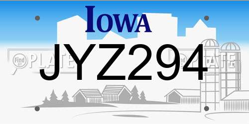 JYZ294 Iowa License Plate