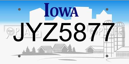 JYZ5877 Iowa License Plate