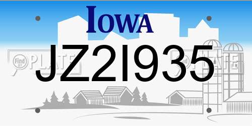 JZ2I935 Iowa License Plate