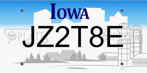 JZ2T8E Iowa License Plate