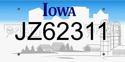 JZ62311 Iowa License Plate