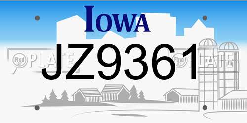 JZ9361 Iowa License Plate