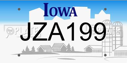 JZA199 Iowa License Plate