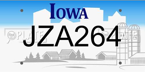JZA264 Iowa License Plate