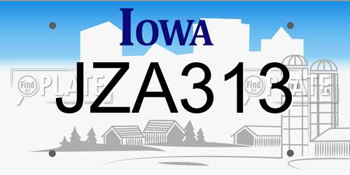 JZA313 Iowa License Plate