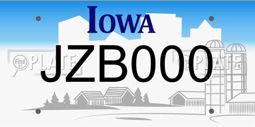 JZB000 Iowa License Plate