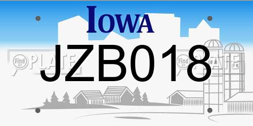 JZB018 Iowa License Plate