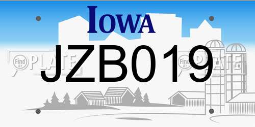JZB019 Iowa License Plate