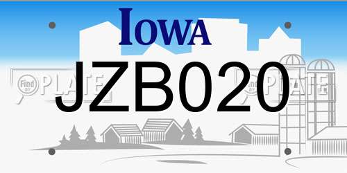 JZB020 Iowa License Plate