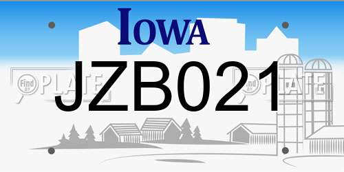 JZB021 Iowa License Plate