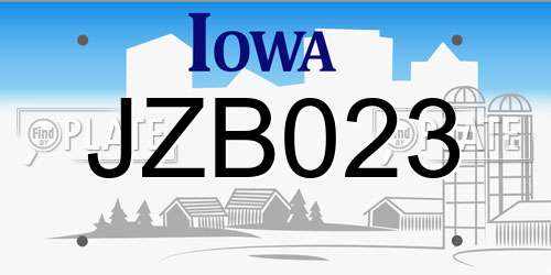 JZB023 Iowa License Plate