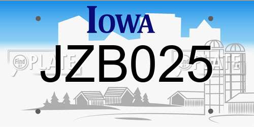 JZB025 Iowa License Plate