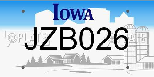 JZB026 Iowa License Plate