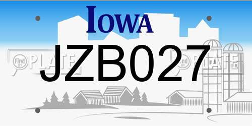 JZB027 Iowa License Plate