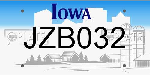 JZB032 Iowa License Plate