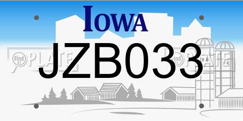JZB033 Iowa License Plate