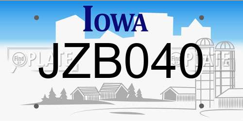 JZB040 Iowa License Plate