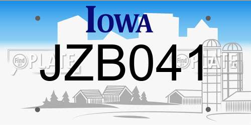 JZB041 Iowa License Plate