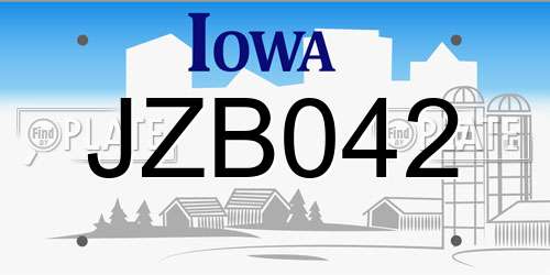 JZB042 Iowa License Plate