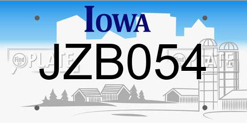 JZB054 Iowa License Plate