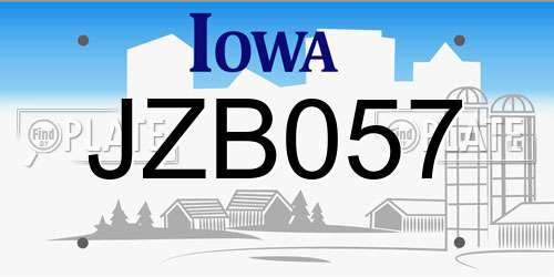 JZB057 Iowa License Plate