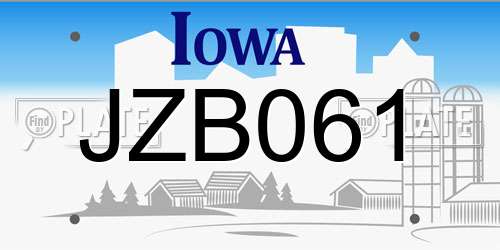 JZB061 Iowa License Plate