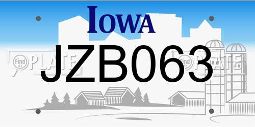 JZB063 Iowa License Plate