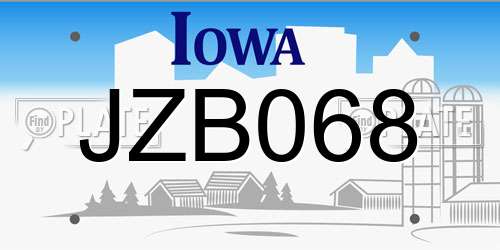 JZB068 Iowa License Plate