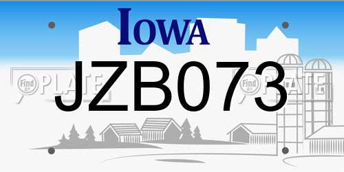 JZB073 Iowa License Plate