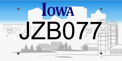 JZB077 Iowa License Plate