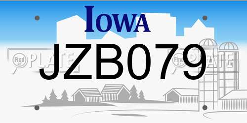 JZB079 Iowa License Plate