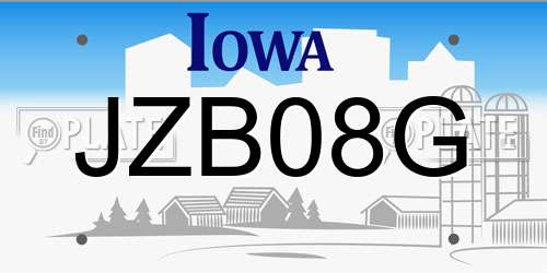 JZB08G Iowa License Plate