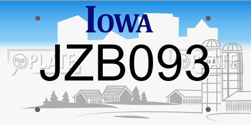 JZB093 Iowa License Plate