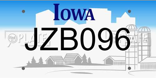 JZB096 Iowa License Plate
