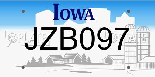 JZB097 Iowa License Plate