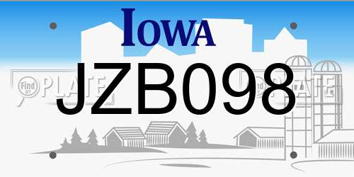 JZB098 Iowa License Plate