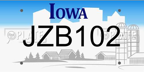 JZB102 Iowa License Plate