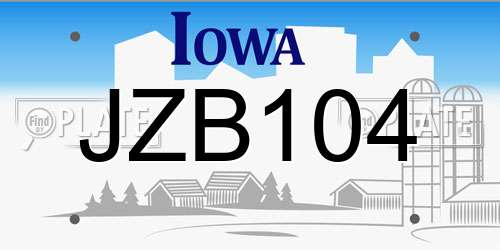 JZB104 Iowa License Plate