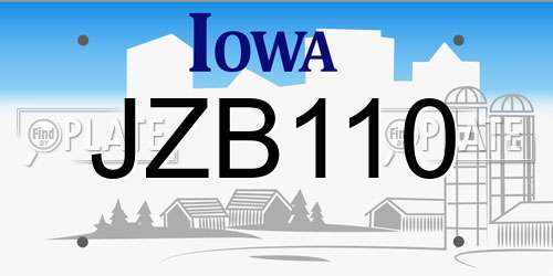 JZB110 Iowa License Plate
