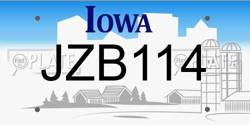 JZB114 Iowa License Plate