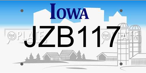 JZB117 Iowa License Plate