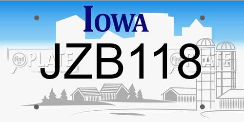 JZB118 Iowa License Plate