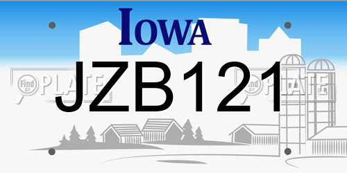 JZB121 Iowa License Plate