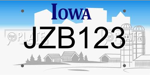 JZB123 Iowa License Plate