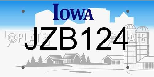 JZB124 Iowa License Plate