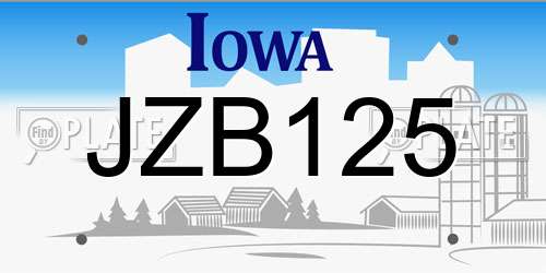 JZB125 Iowa License Plate