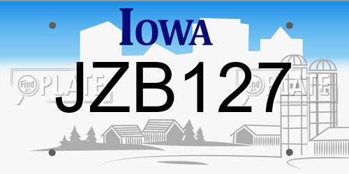 JZB127 Iowa License Plate